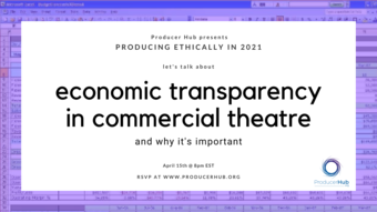 purple border around black text economic transperency in commercial theater.